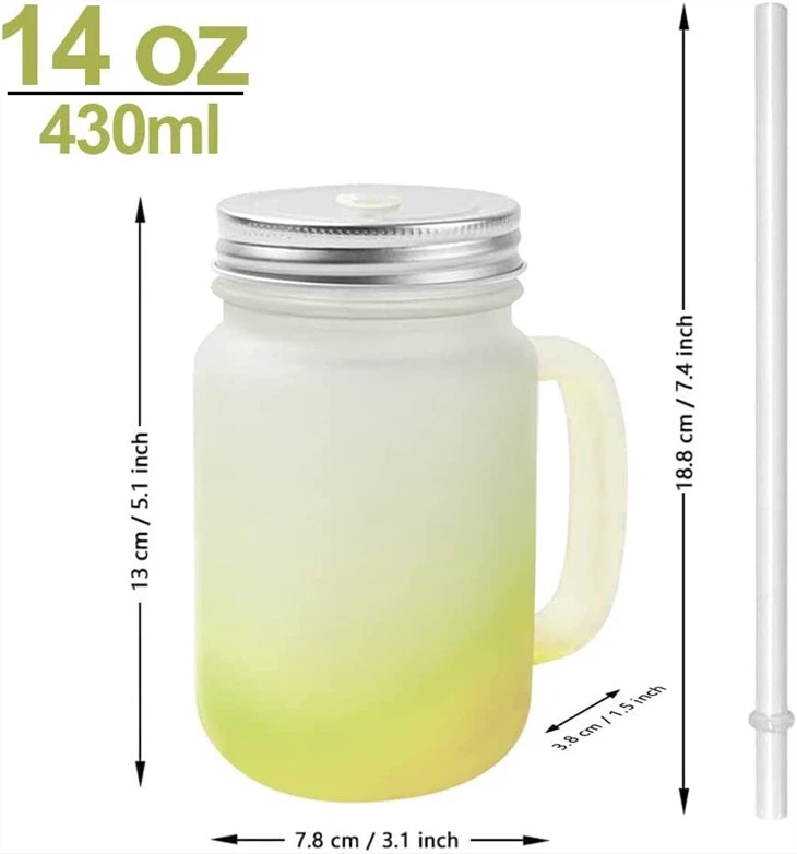 14 OZ Glass Drinking Mason Jar