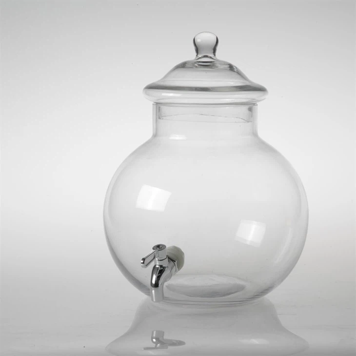 Distributeur de boissons en verre avec couvercle en verre