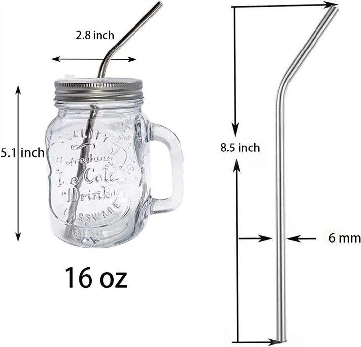 Glass Drinking Jar With Straw
