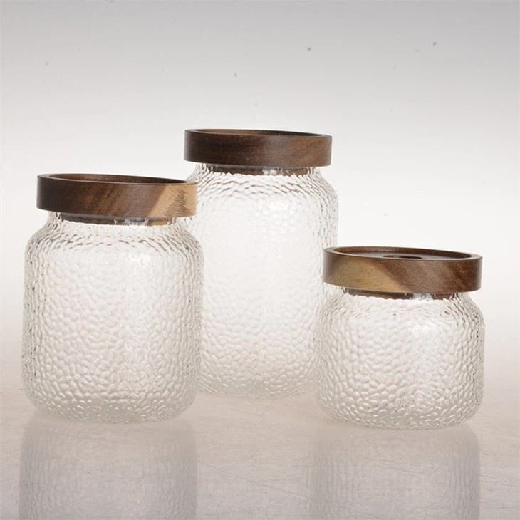 Glass Food And Spice Jars With Acacia Wood Lids