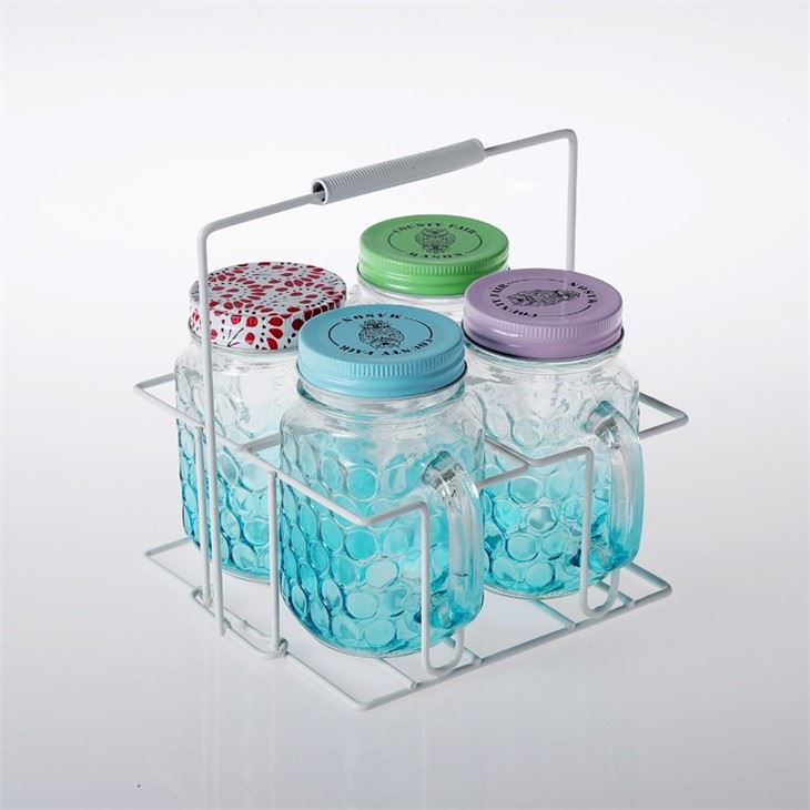 Glass Mason Jar With White Metal Shelf