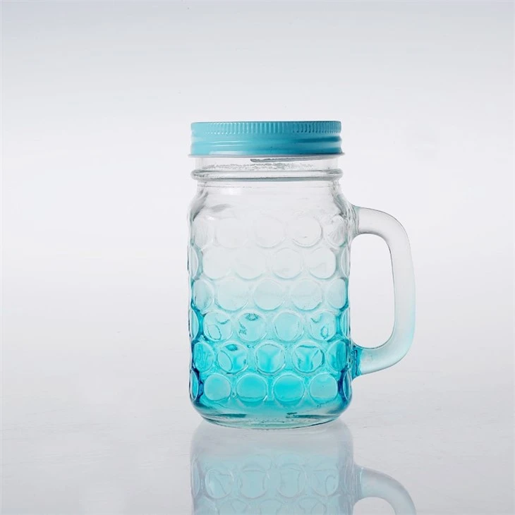 Glass Mason Jar With White Metal Shelf