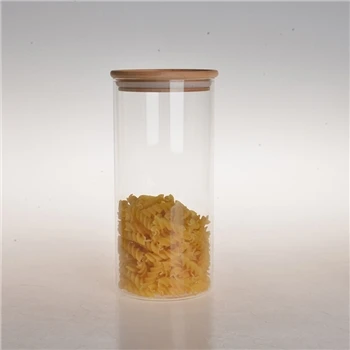Ensemble de 2 récipients à farine en verre avec couvercle en bambou hermétique