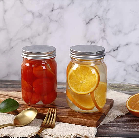Bocaux en verre de 16 oz avec couvercles réguliers