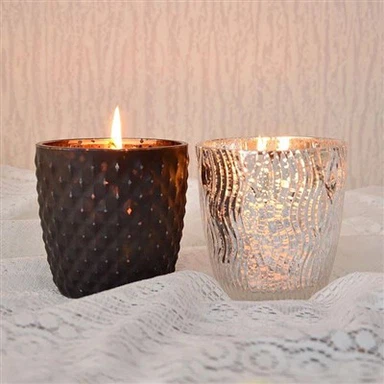 Bougeoirs En Verre Argenté