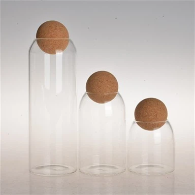 Pot en verre avec couvercle en bois Pot boule