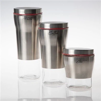 Pot à épices en verre et métal