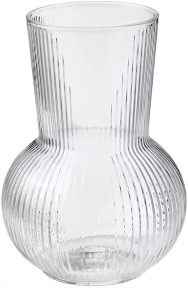Vase en verre transparent à long col