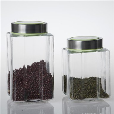 Bocaux en verre carrés avec couvercles