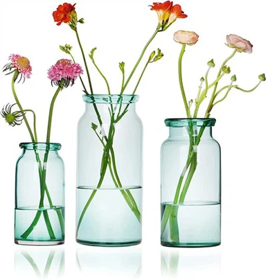 Vase hydroponique en verre vert clair