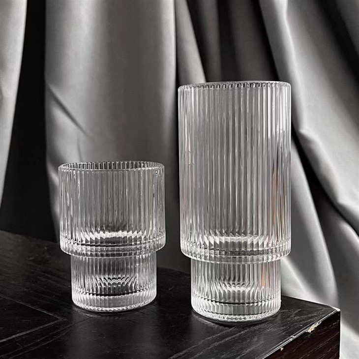 Vintage Glassware Set Drinking Glasses With Glass Straws Iced Coffee Cups For Whiskey