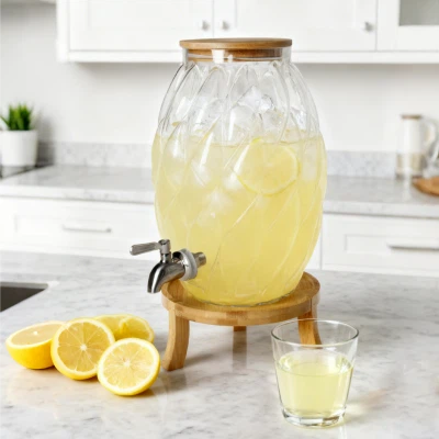 Distributeur en verre ovale de grande capacité-