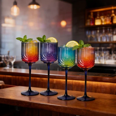 Verre à vin texturé à rainure en U-